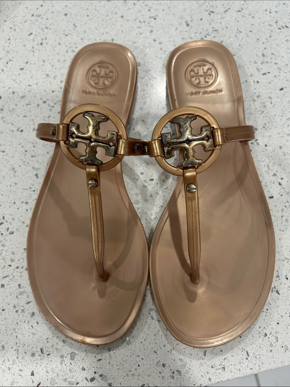 Tory Burch Mini Miller Jelly Sandal in Gold Bronze Metallic - Size 6